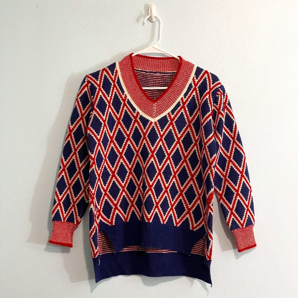 Zaful High-Low Argyle Sweater